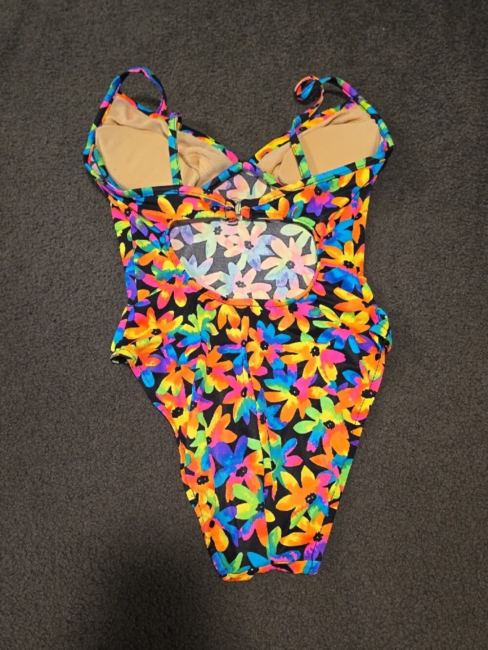 Vintage Neon Floral One-Piece Swimsuit - Multicolor - Picture 2 of 5